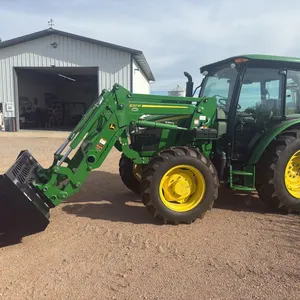 2023 John Deere 5075E  MFWD Tractor w/  JD 520M loader, 25 Hours, 16.9-30 Rears, 12.4-24 Fronts, 3 Point, Hyd, Sunroof, PTO, Skid Loader Attach and Vi