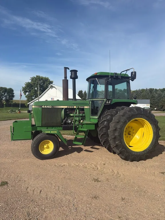 1980 John Deere 4440 2 WD Tractor, 7570 Hrs, Quad Range, 3 Point, Dual Hyd, PTO, 18.4-38 Rear with Duals, 10.00-16 Fronts, One Owner Tractor