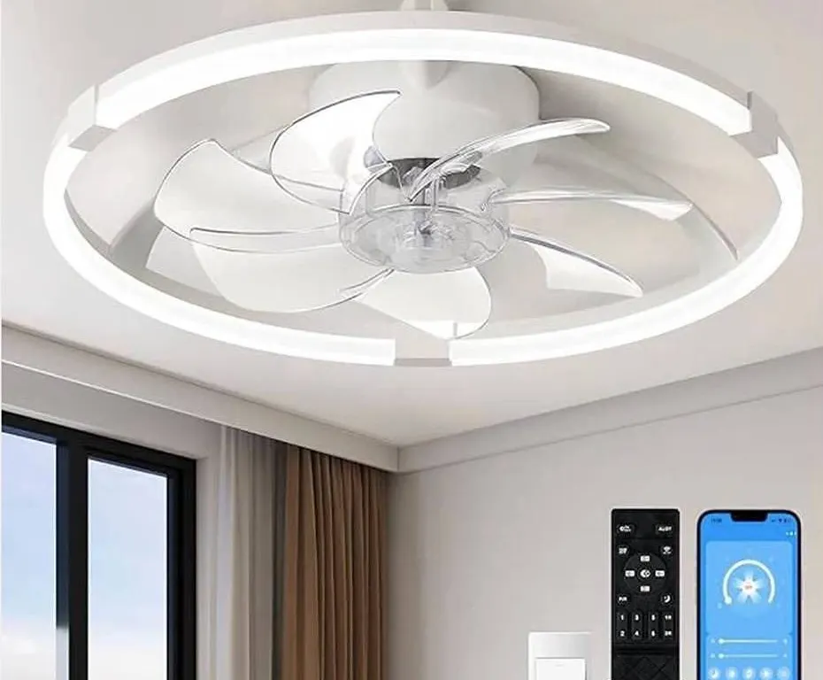 Linboro Low Profile White Modern Ceiling Fan, New
