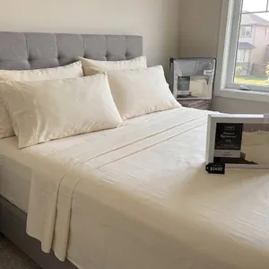 COMFY Bamboo World 4-Piece Queen Sheet Set, Cream