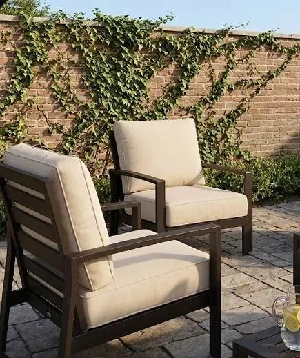 2 Sets of Sunbrella Chair Cushions, 4 Pieces, Cream