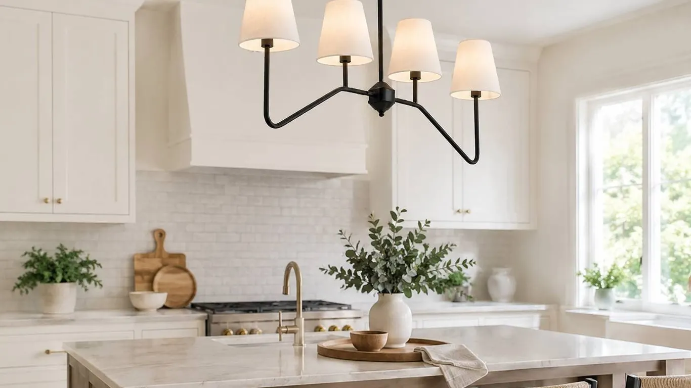 Modern 6-Light Chandelier Fixture, Black