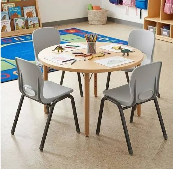 4 Beige Plastic Stackable Chairs (Chairs only)