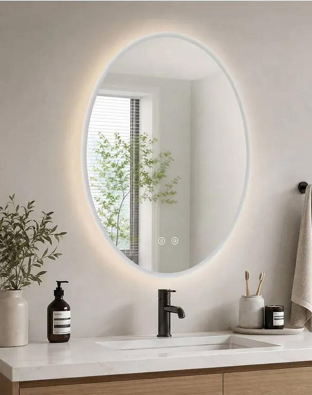 Starbivo LED Bathroom Mirror, Wall Mount, Anti-Fog, Oval