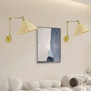 2-in-1 Wall Lamp with Wicker Shade **Stock image may not be exact**