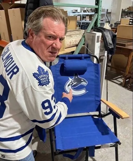 Vancouver Canucks Foldable Backpack Camp Chair with Wooden Armrests