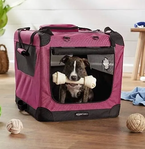 Amazon Basics Premium Folding Soft Pet Crate 36 in Red