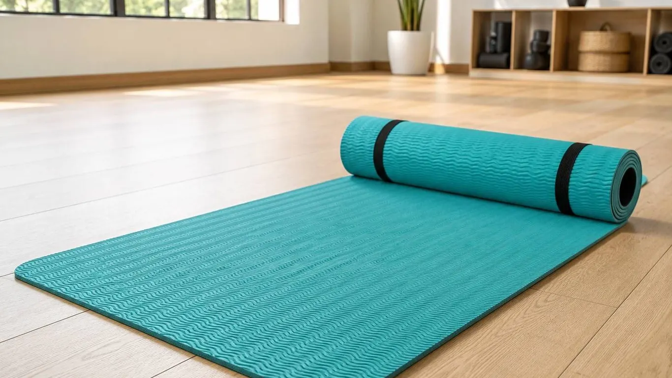 Blue Foam Exercise or Yoga Mat with Black Trim