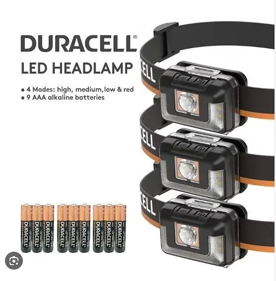 Duracell 3-Pack LED Headlamps with Batteries