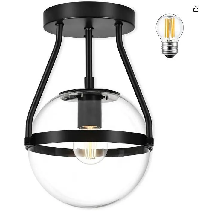 Bagood 6" Globe Semi Flush Mount Ceiling Light Fixture