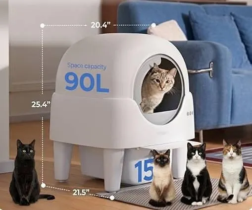Kveede Self Cleaning Cat Litter Box White