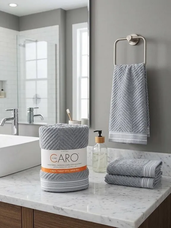 Caro Home 4-Pack Hand Towels Gray 18x30in