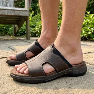 Prospector Men's Brown Slide Sandals, Size 8