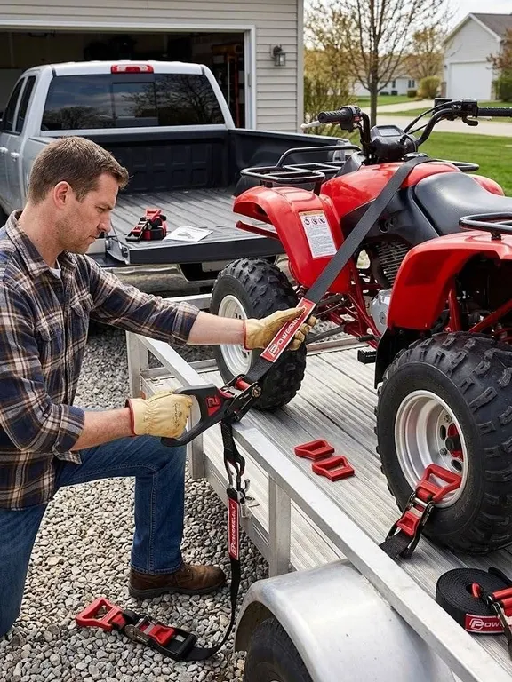 Powerbuilt 4 Piece Ratchet Tie Down Set
