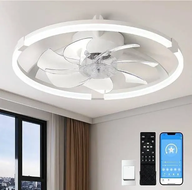 Linboro Ceiling Fan with Light, White, KT8265B-500