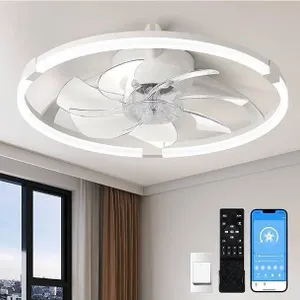 Linboro Ceiling Fan with Light, White, KT8265B-500