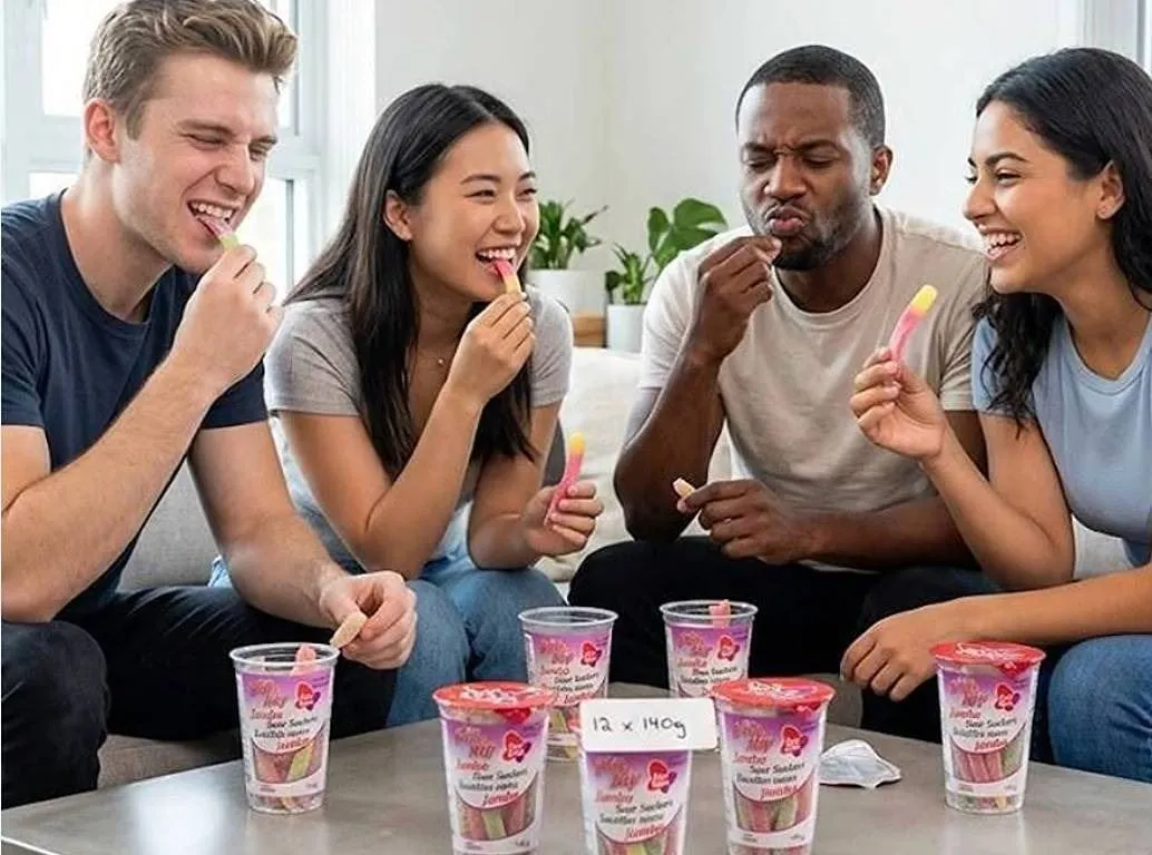 Red Band Kruidvat Jumbo Sour Suckers 140g 12-Pack x 140g