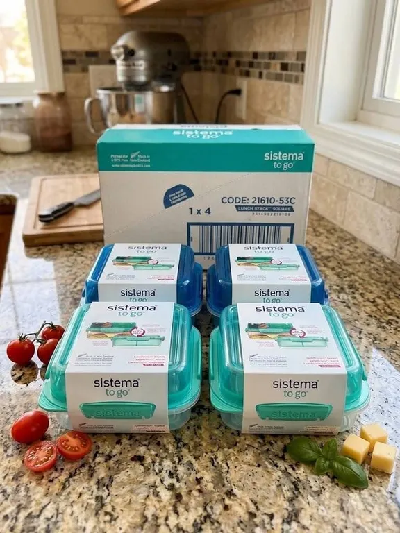 Sistema To Go Lunch Stack Square Containers, Set of 4