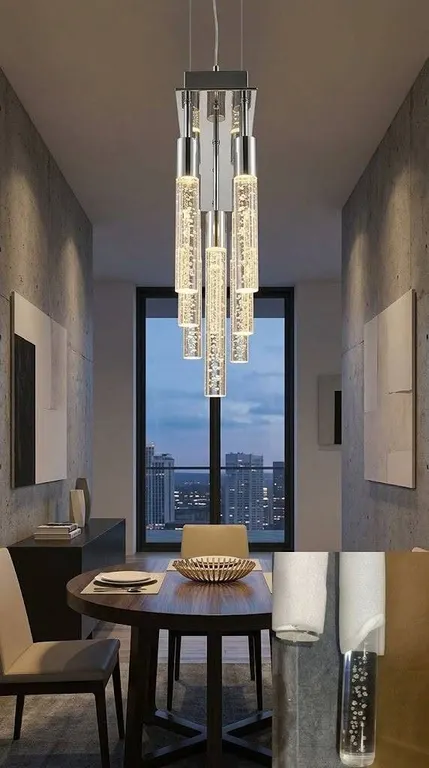 Modern Chandelier with Clear Glass Rods