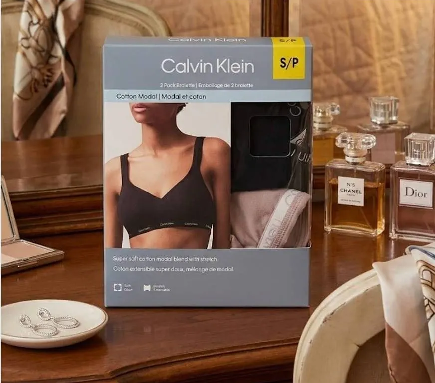 Calvin Klein 2 Pack Cotton Modal Bralette M