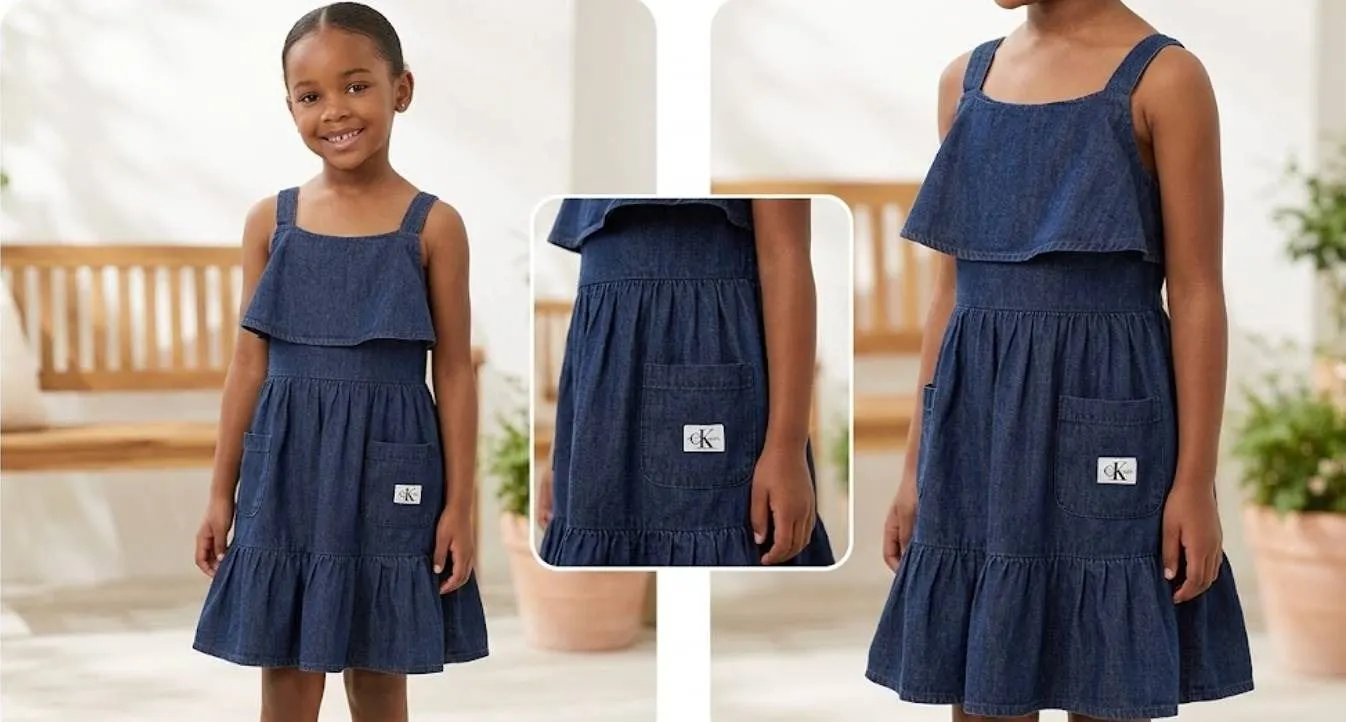 Calvin Klein Girls Denim Dress Size 6