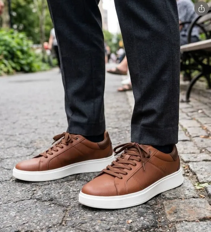 ALDO Tan Leather Sneakers, Size 12