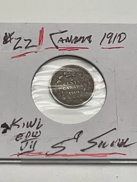 1910 Canada 5 Cents Silver Coin