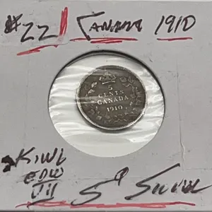 1910 Canada 5 Cents Silver Coin