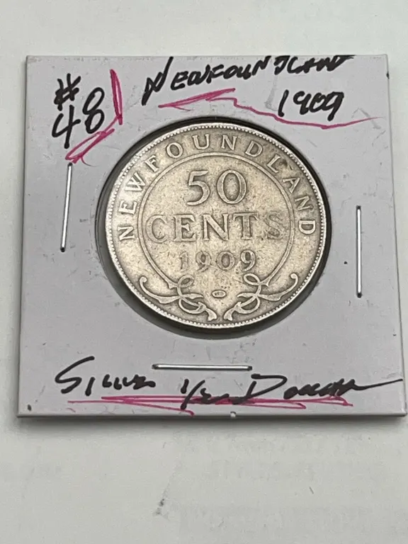 1909 Newfoundland 50 Cents Silver Coin