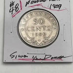 1909 Newfoundland 50 Cents Silver Coin