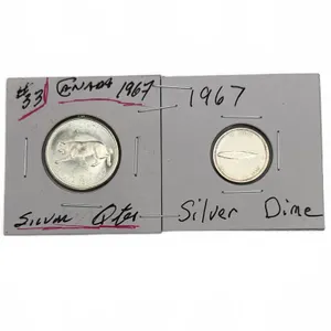 1967 Canada Silver Quarter and Dime