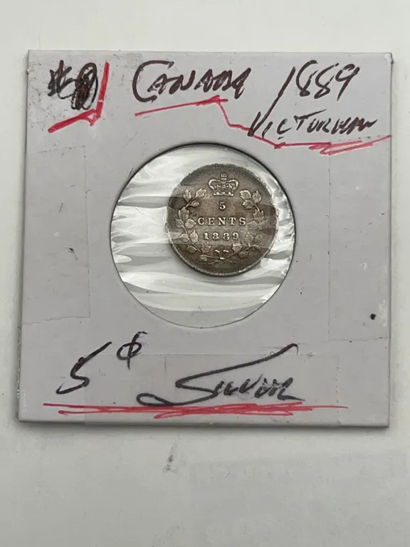 1889 Canada Silver 5 Cents Coin