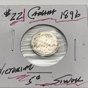 1896 Canada Silver 5 Cents Coin