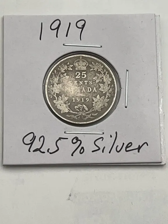 1919 Canada 25 Cents Silver Coin