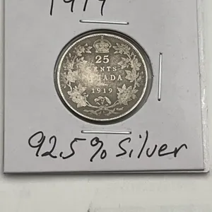 1919 Canada 25 Cents Silver Coin