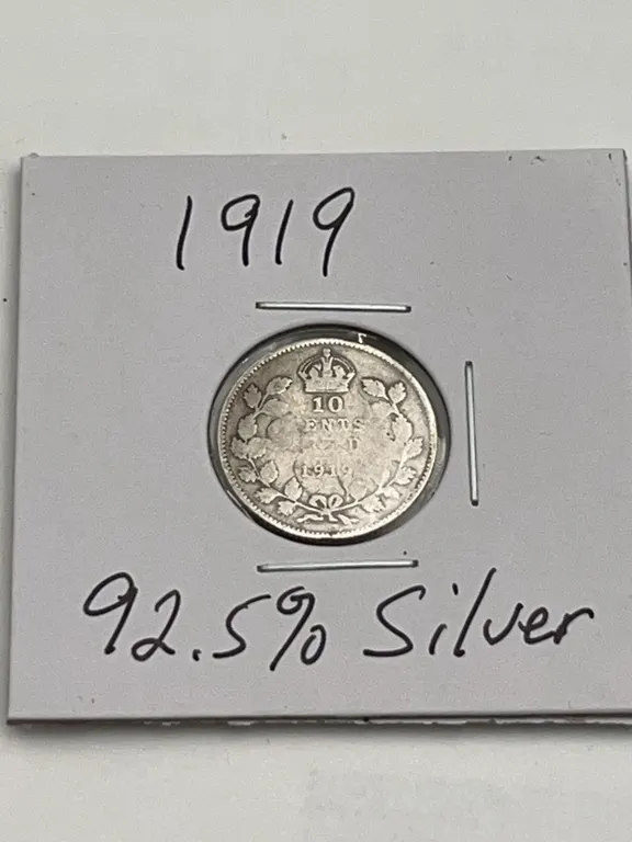 1919 Canada 10 Cents Silver Coin
