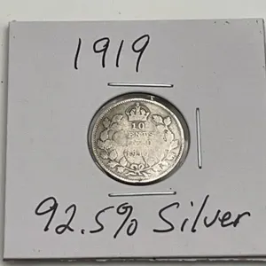 1919 Canada 10 Cents Silver Coin