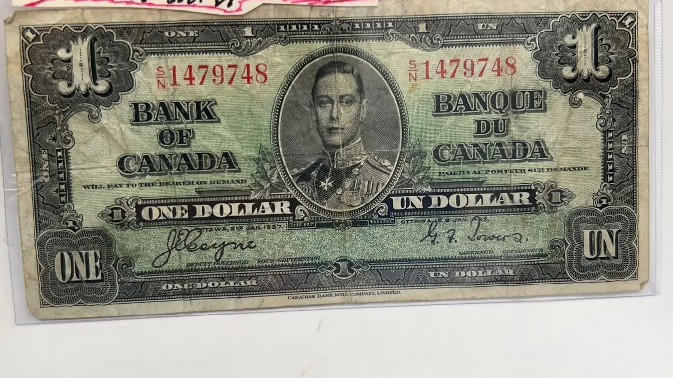 1937 Bank of Canada $1 Note, King George VI
