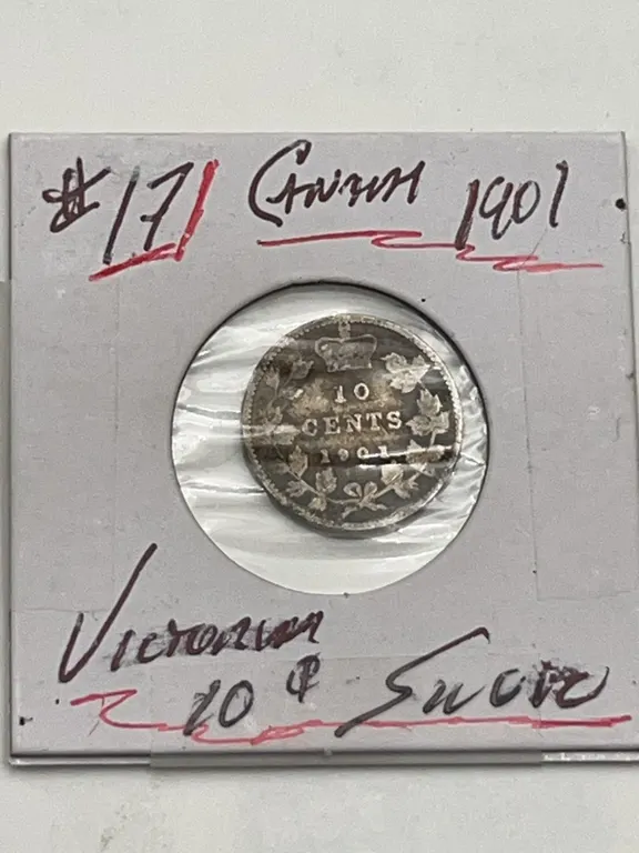 1901 Canadian 10 Cents Silver Coin
