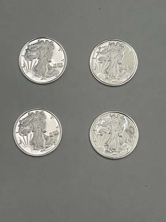 4 Walking Liberty 1 Gram Silver .999 rounds