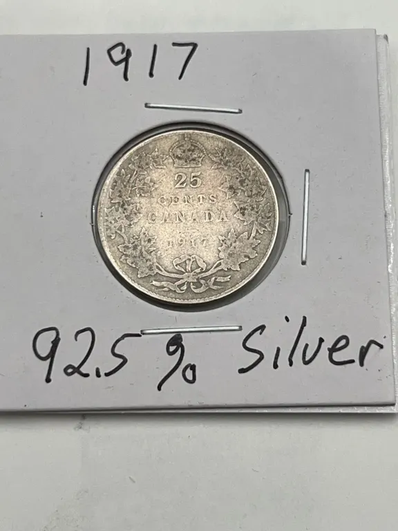 1917 Canada 25 Cents Silver Coin