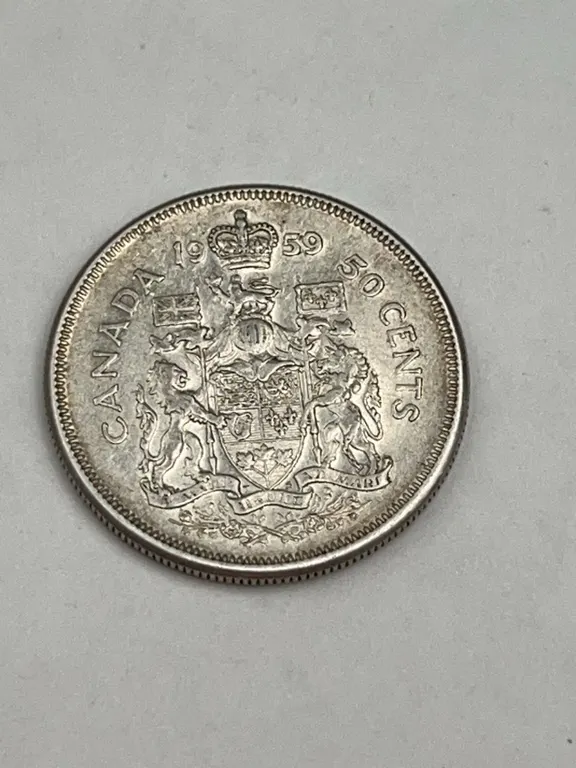 1959 Canada 50 Cents Silver Coin