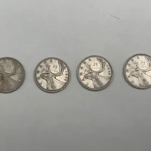 1947 Canada Silver 25 Cent Coins (4)