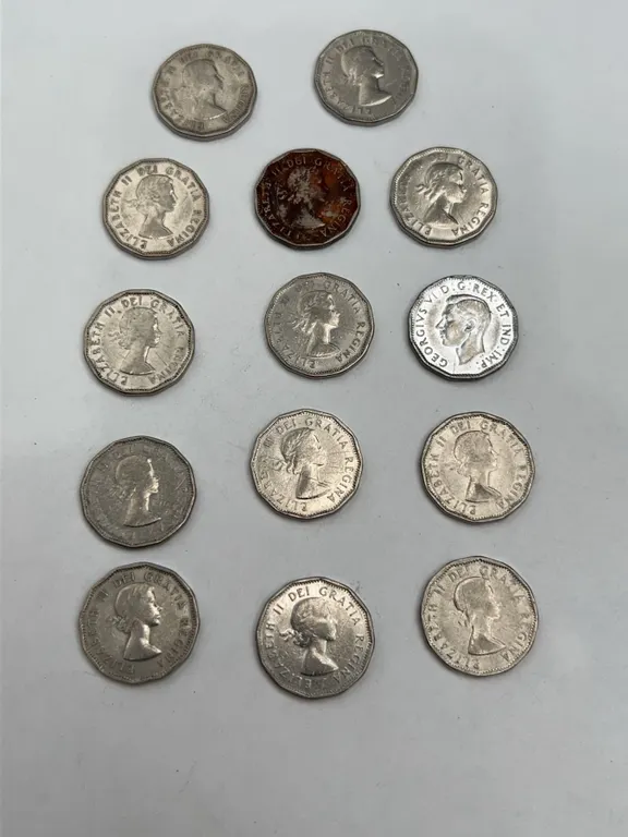 14 Canadian 5 Cent Coins, 1945–1962