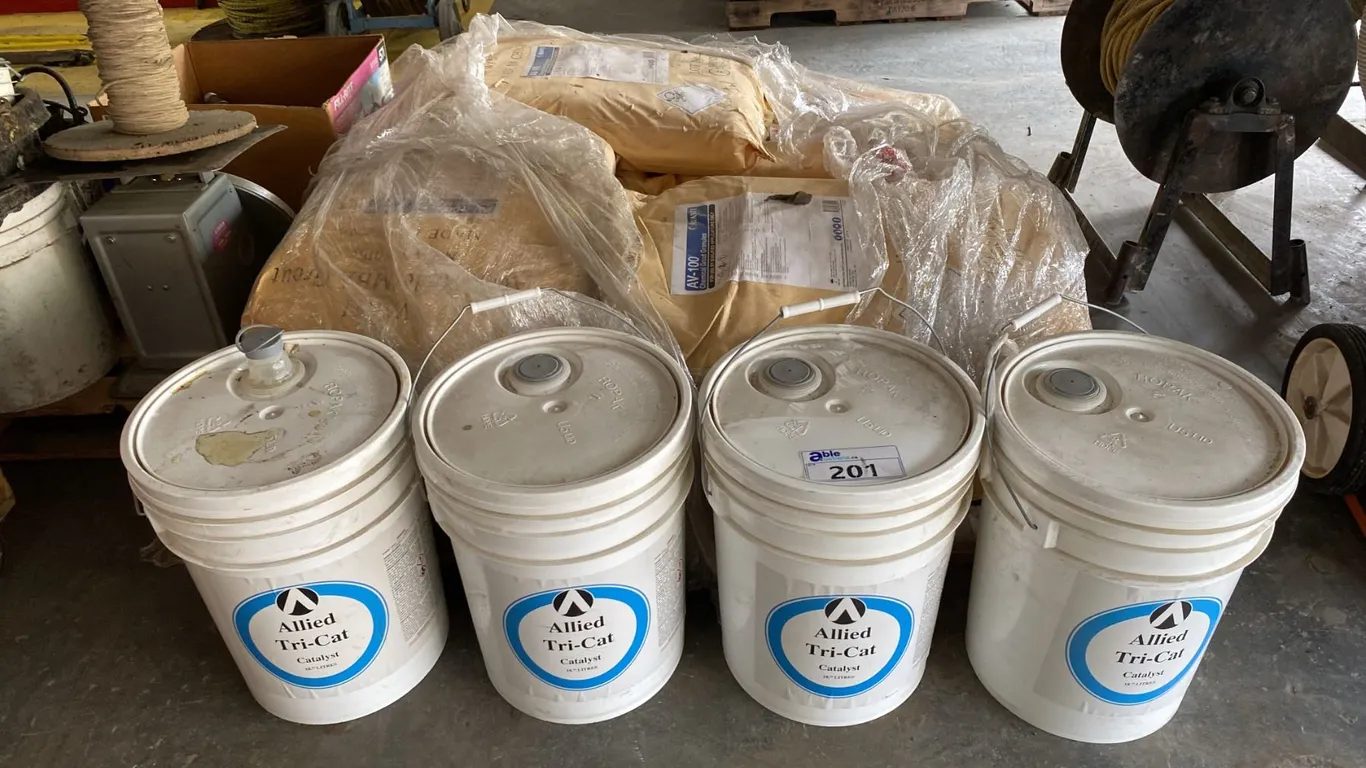 PALLET OF APPROX 7- 50LB BAGS OF AV-100 CHEMICAL GROUT GRANULES & 4- 18.9L BUCKETS OF ALLIED