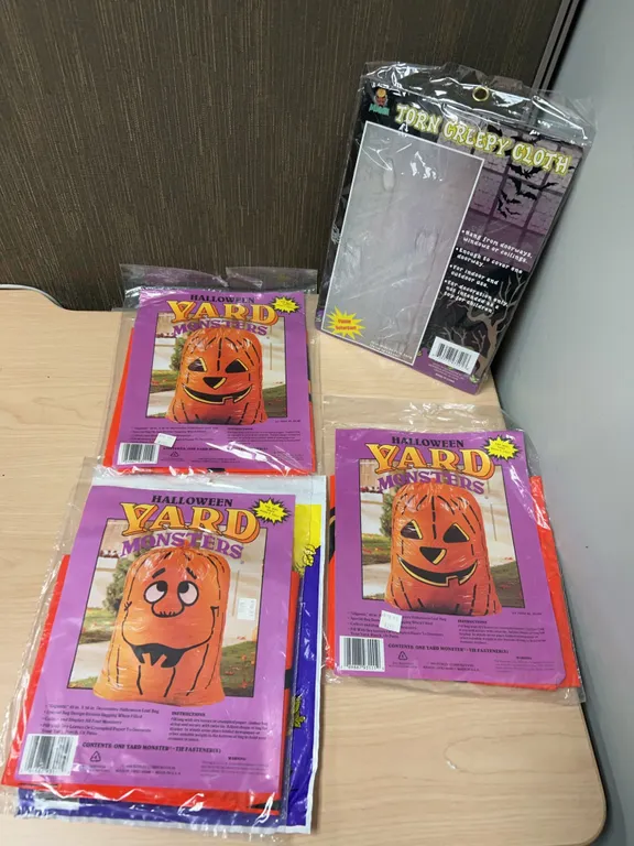 Halloween Yard Monsters Leaf Bags and Torn Creepy Cloth Lot