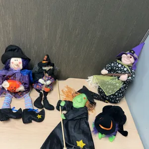 Fabric and Plush Witch Dolls with Halloween Motifs