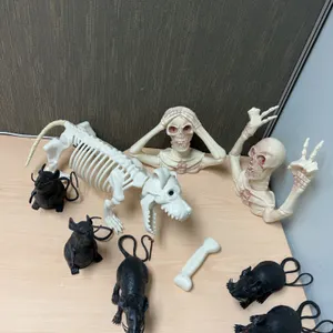 Plastic Halloween Skeletons and Rat Figures