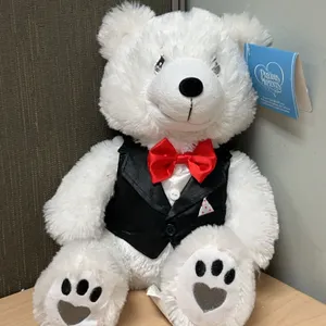 Precious Moments White Plush Bear with Tuxedo and Bow Tie