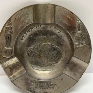 Plymouth Rock Souvenir Metal Ashtray Marked Occupied Japan